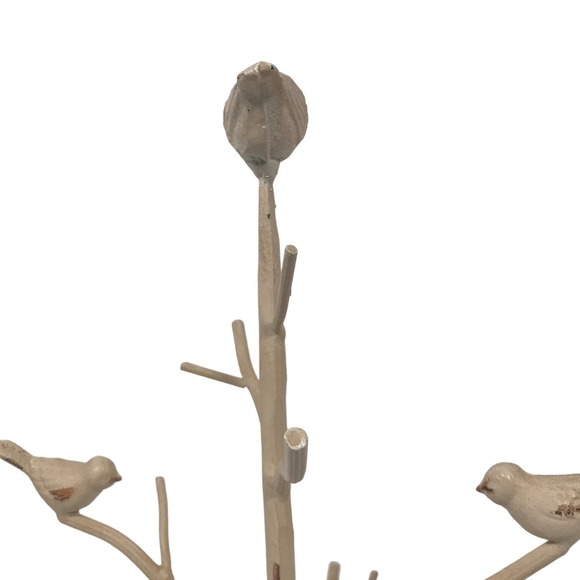 White Necklace Jewelry Tree Three Birds on Branches 13.5inX9inX8in - Picture 9 of 15